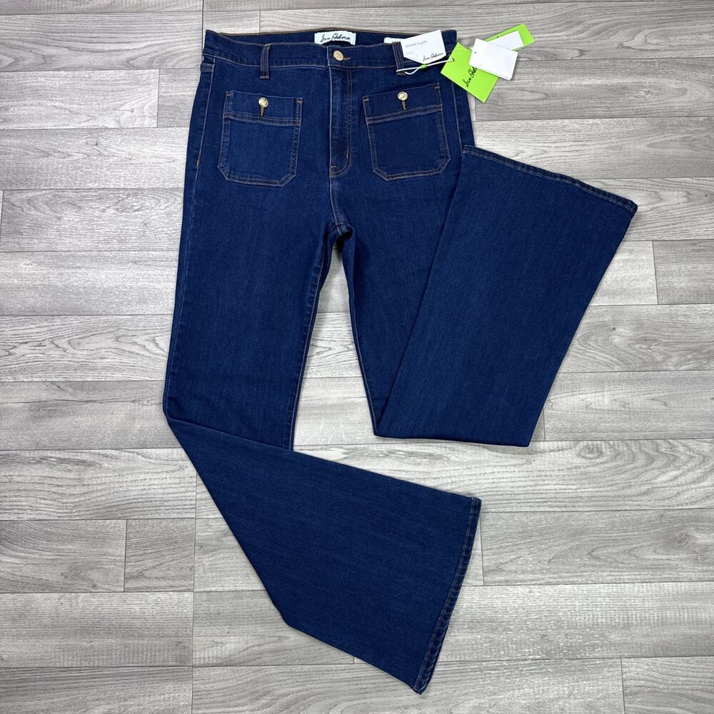 Sam Edelman Skinny Flare Denim Jeans High Rise Patch Pocket Dark Wash sz 31